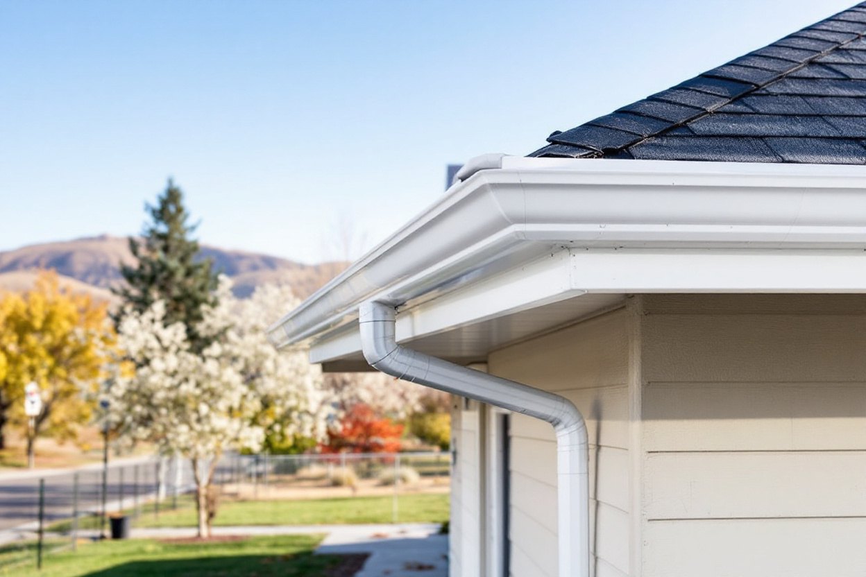 Clean seamless gutters and downspout on a Star, Idaho home