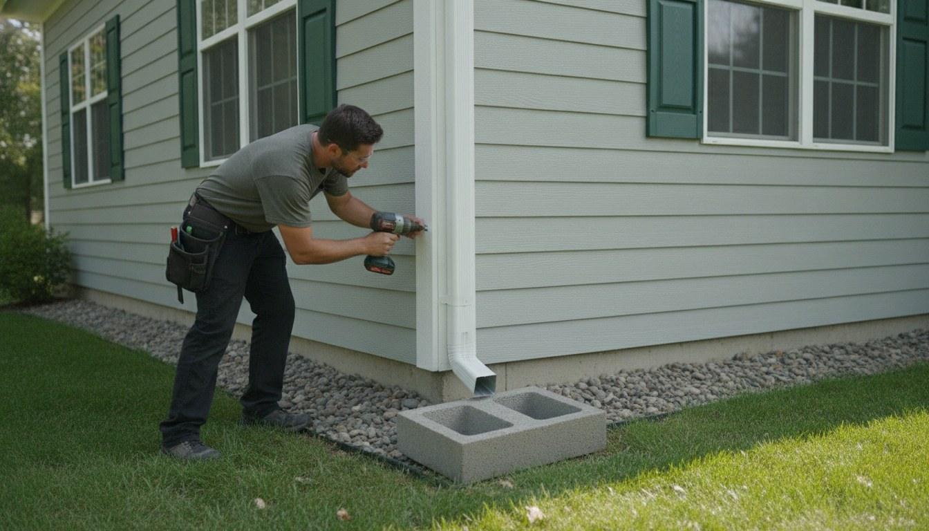 Downspout clearing and water flow